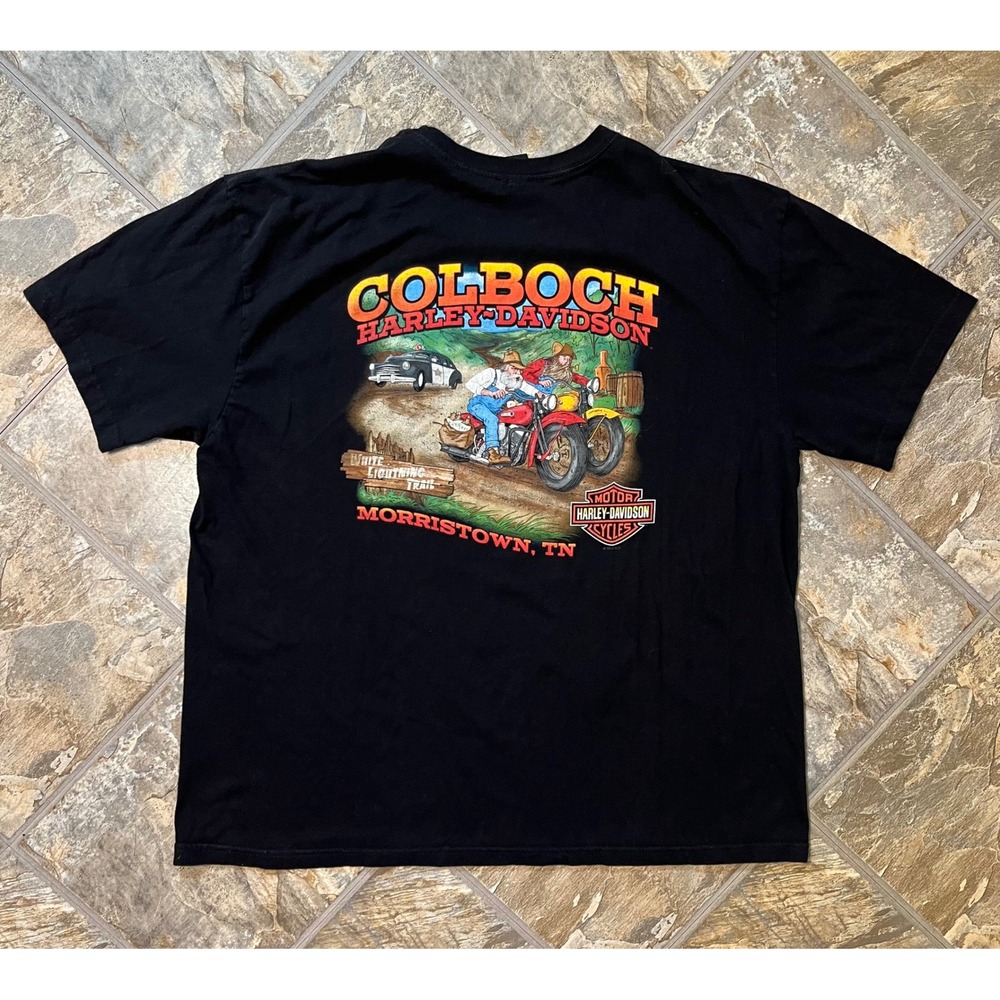 Harley Davidson T-Shirt Men 2XL Black Biker Skull Colboch Morristown TN - Picture 2 of 7